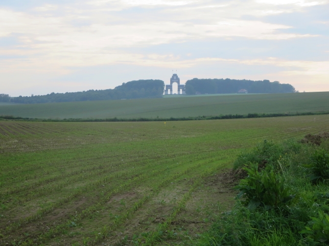 Thiepval Memorial and Thiepval wood from one mile away.