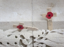 Crosses, adorned with poppies at Thiepval
